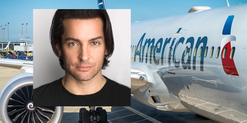 Brandon Straka and American Airlines airplane
