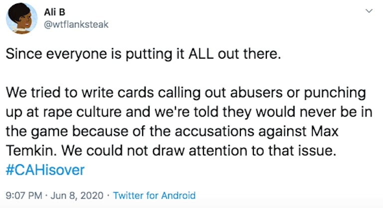 cards against humanity accusations