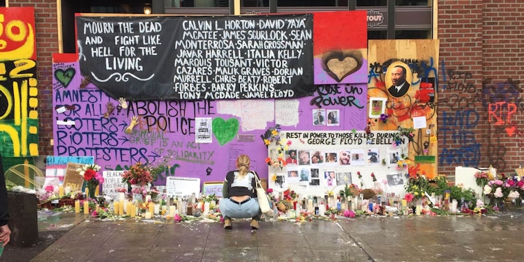 A memorial at the autonomous zone in Seattle