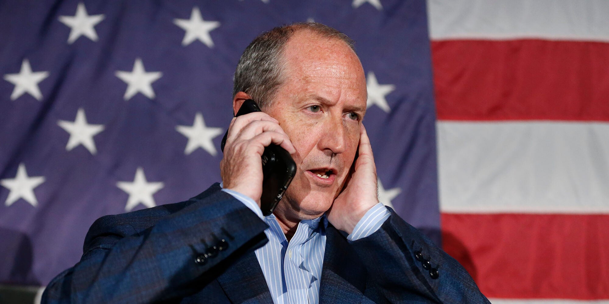 Dan Bishop waits to speak with President Trump