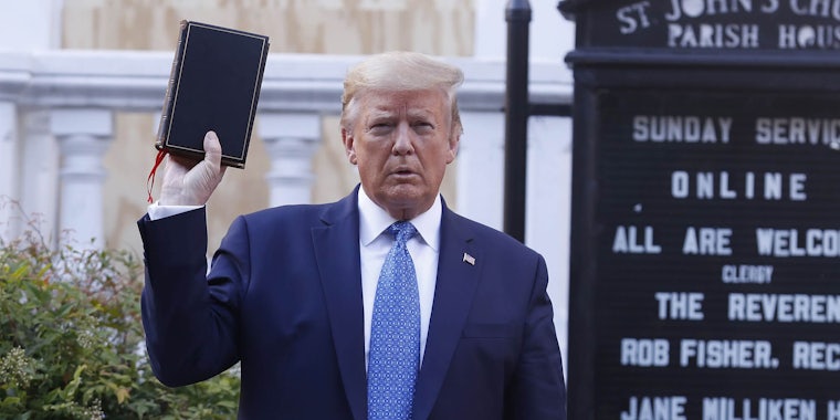 Trump poses with a bible outside St. John's Episcopal Church after forcefully removing protesters