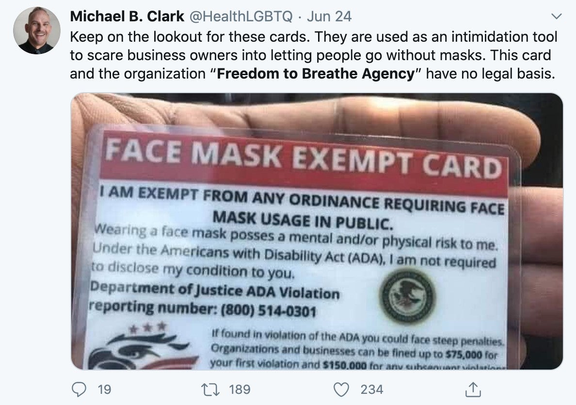 Don’t Let This Face Mask Exemption Card Fool You