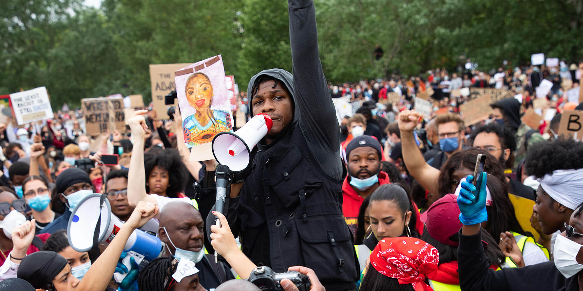 Star Wars actor John Boyega speaks in Hyde Park, London in support of the Black Lives Matter movement after the death of George Floyd in Minneapolis at the hands of a white police officer.