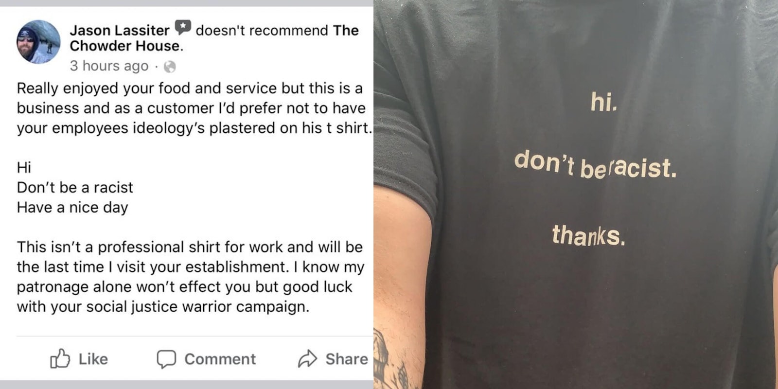 don't be racist shirt review