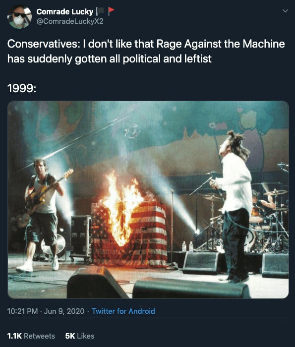 Rage Against the Machine conservatives Twitter