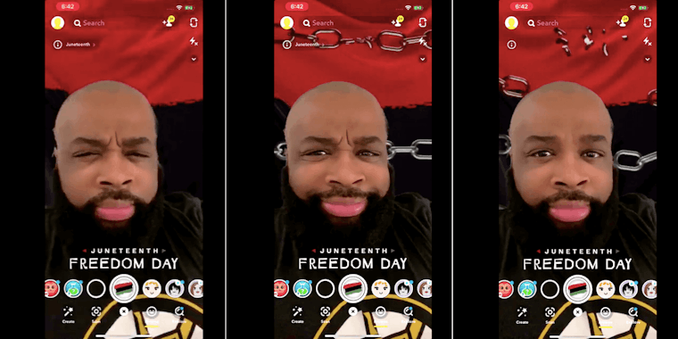 snapchat juneteenth filter smile chains