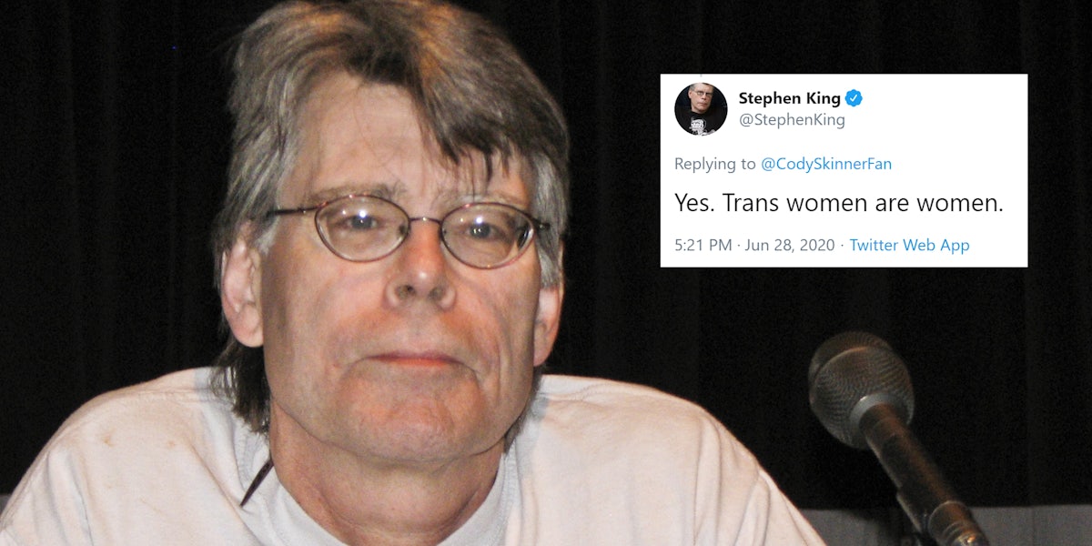 Stephen King with 'Yes. Trans women are women.' tweet