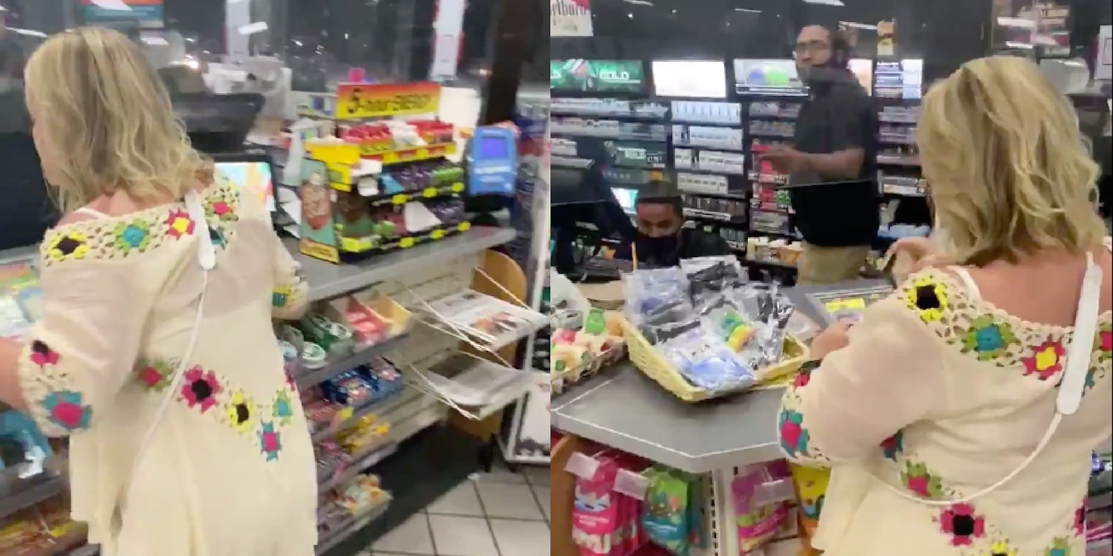 video shows karen spitting on gas station worker