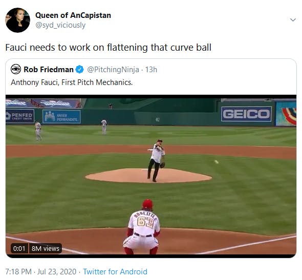 Anthony Fauci First Pitch Memes