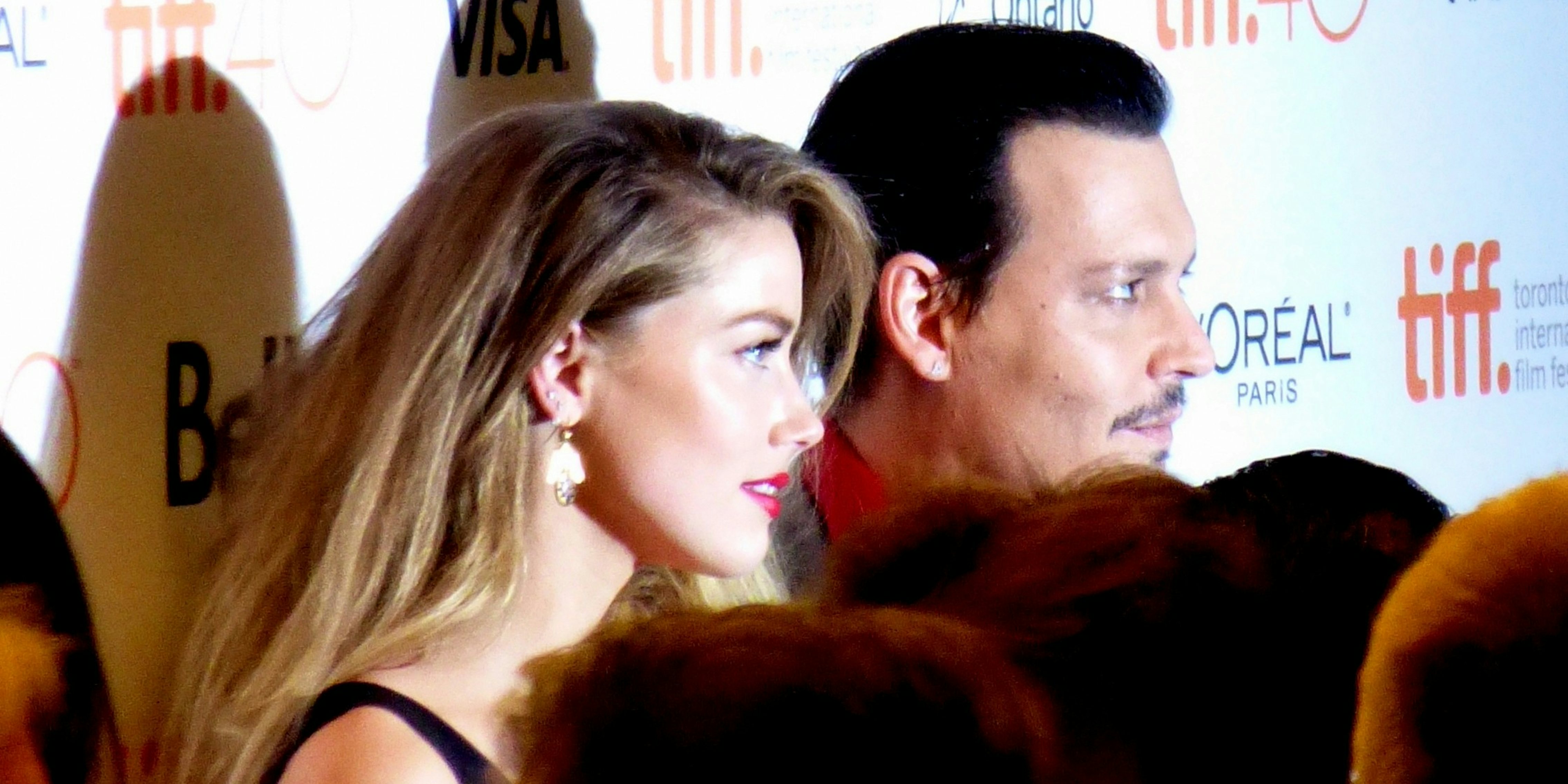 Amber Heard and Johnny Depp at the premiere of Black Mass, 2015 Toronto Film Festival