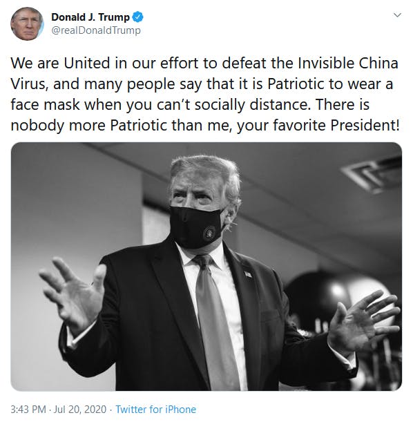 Donald Trump Mask Tweet