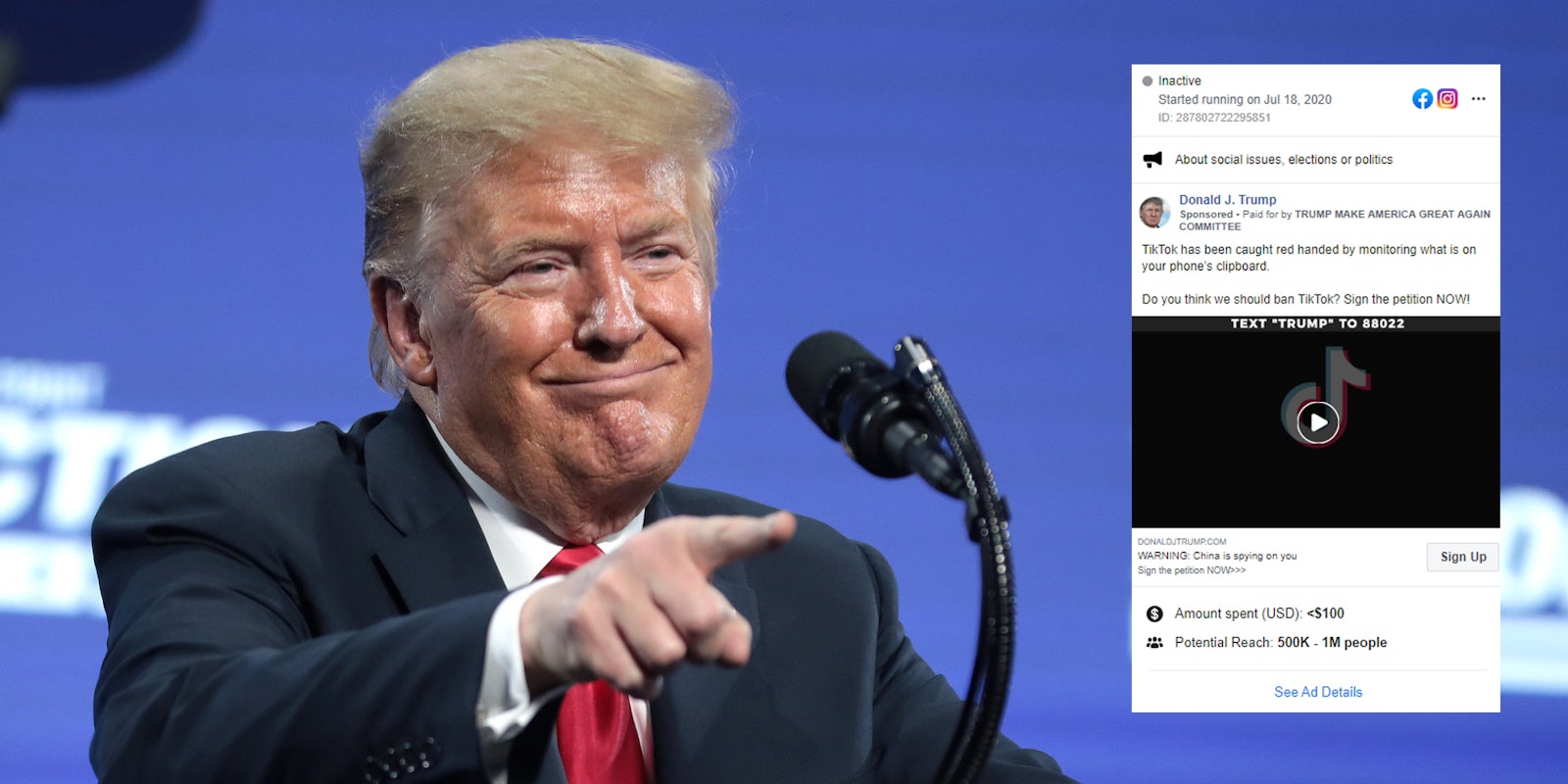 Donald Trump TikTok Ads Facebook