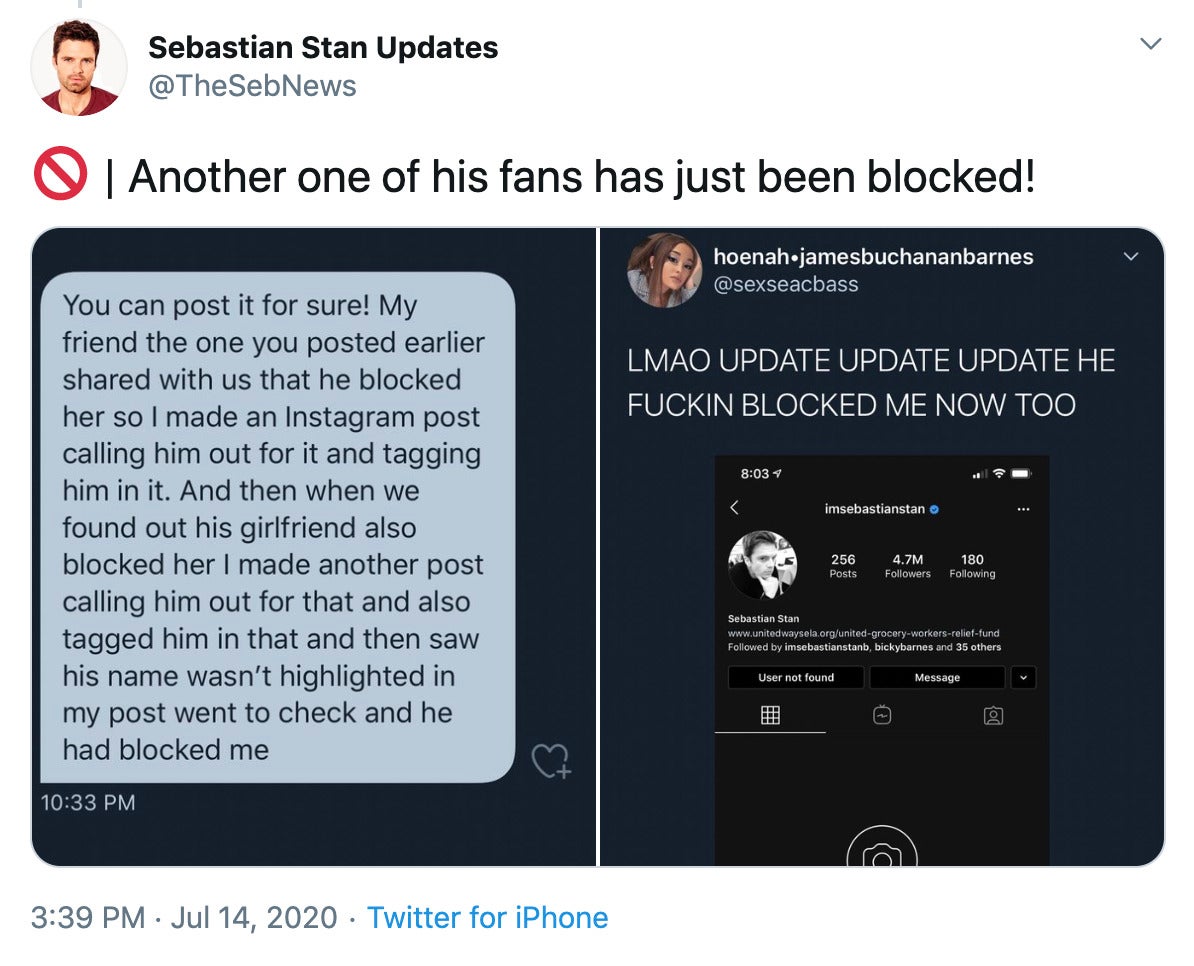 No entry sign | Another one of his fans has just been blocked!