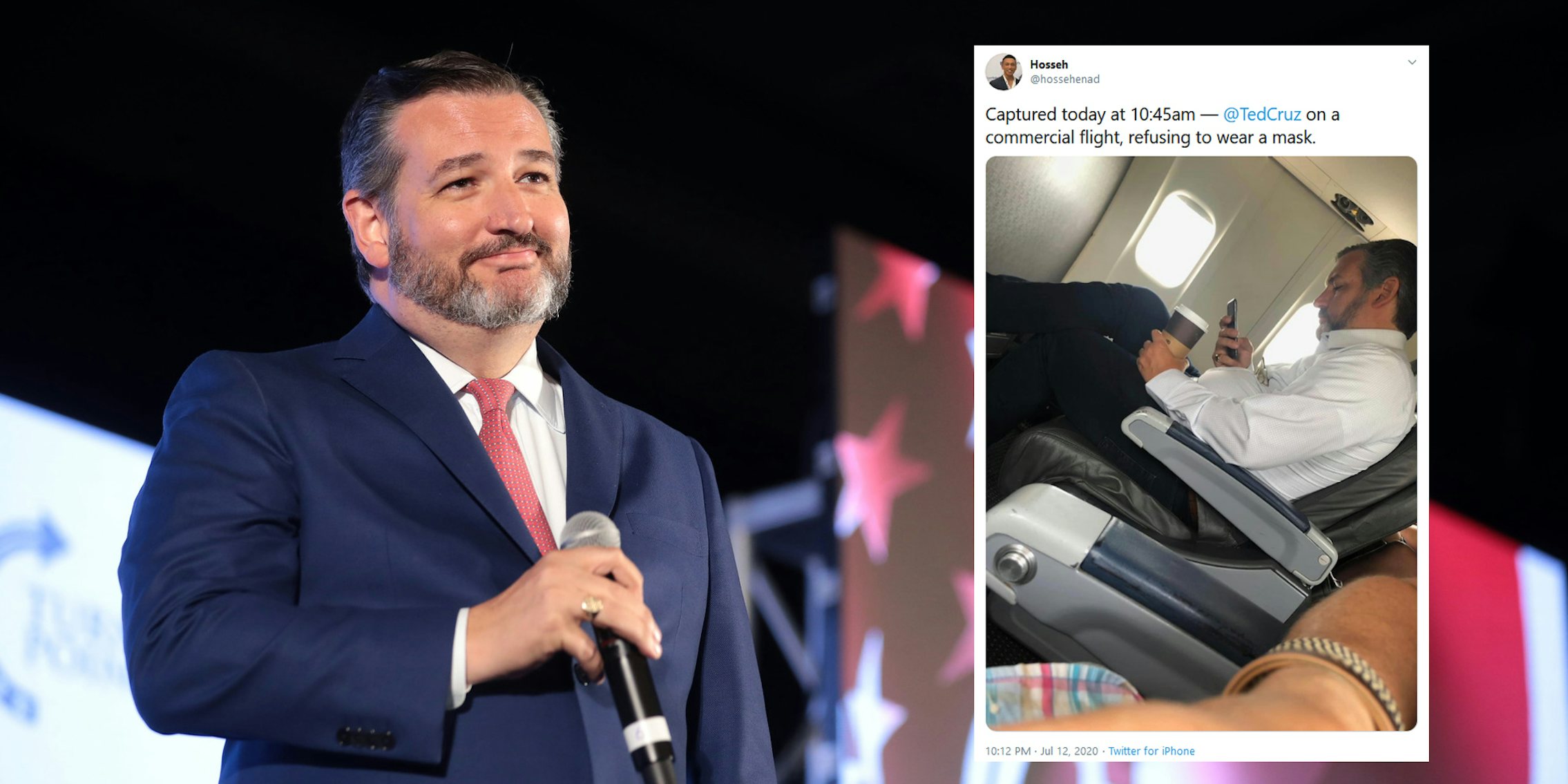 Ted Cruz No Mask Airplane American Airlines