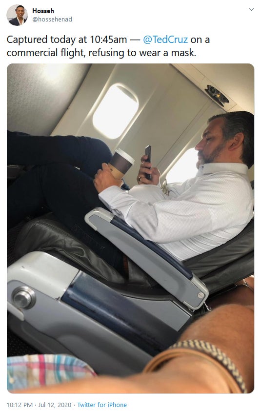 Ted Cruz No Mask Airplane