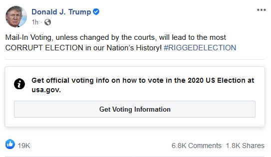 Trump Facebook Election Label