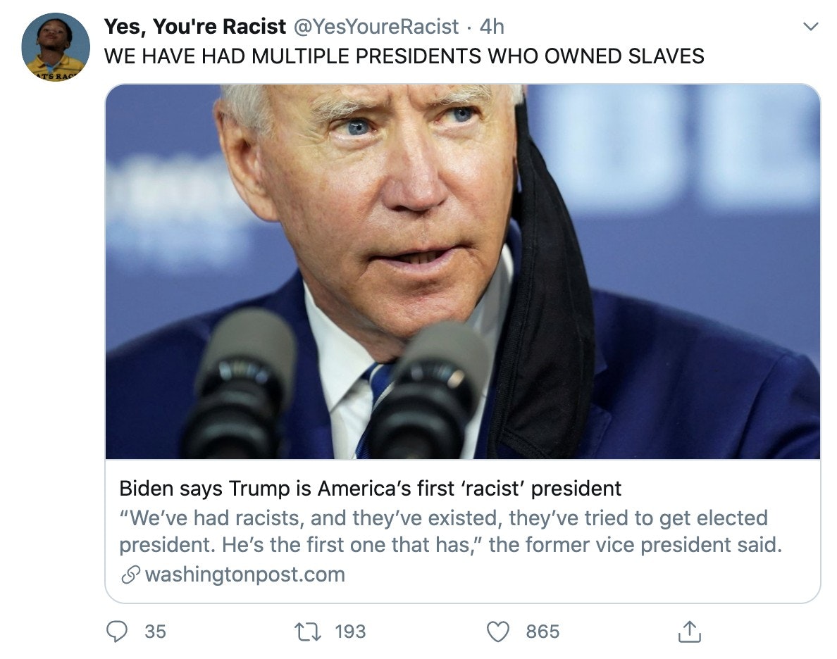 Biden Mocked For Calling Trump America's First Racist President