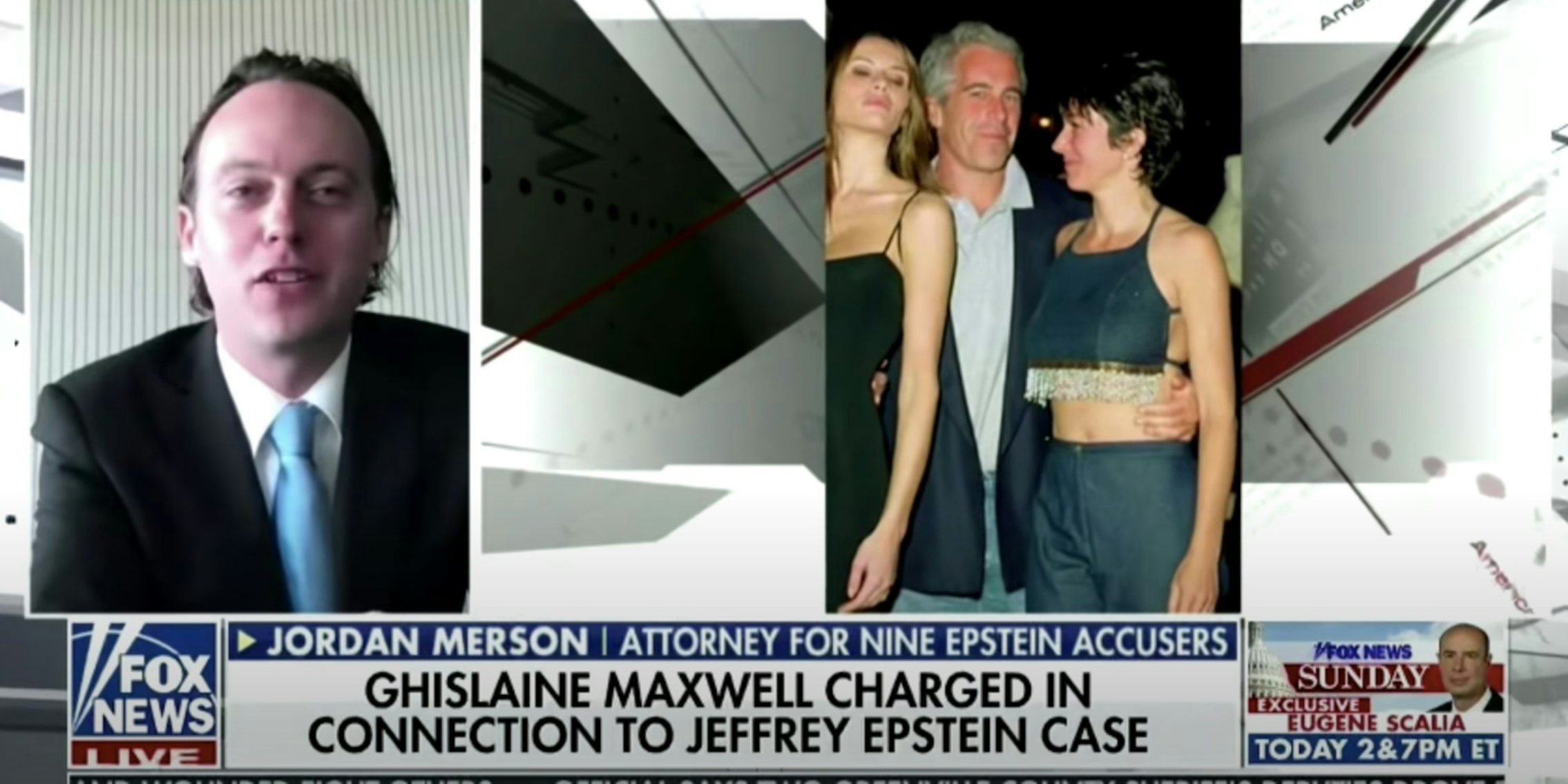 Picture of attorney next to cropped photo of epstein