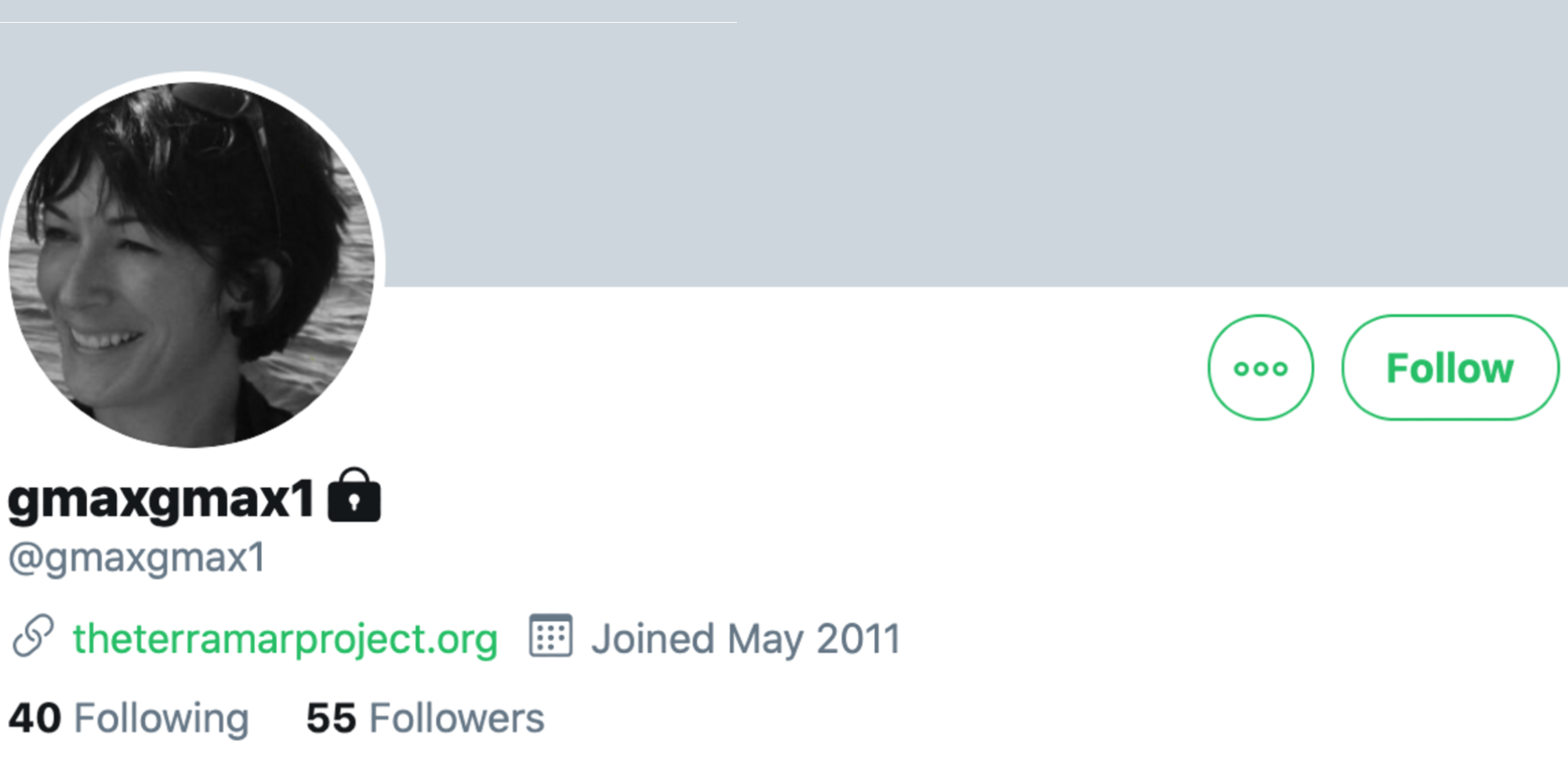 Ghislaine Maxwell's Twitter profile