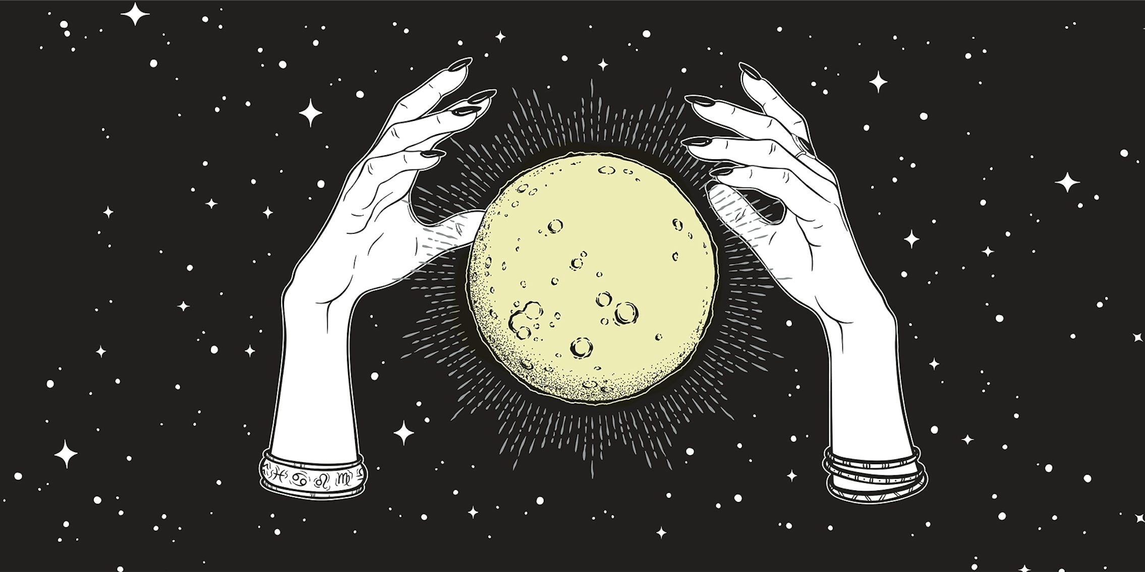 hands hexing the moon