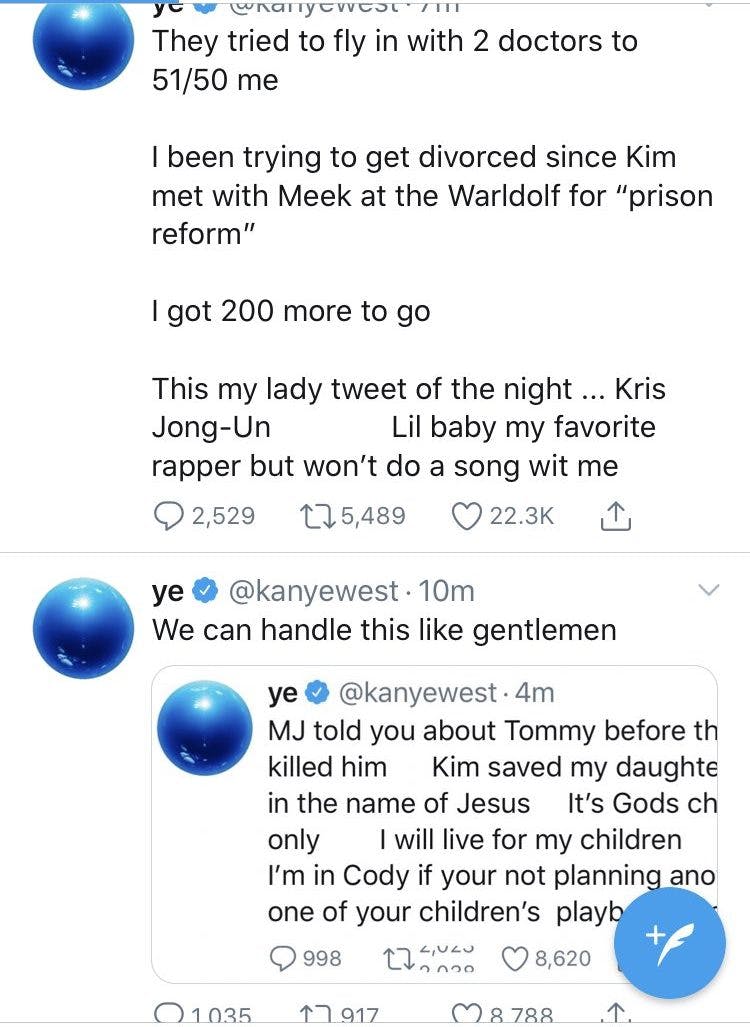 Kanye divorce tweets