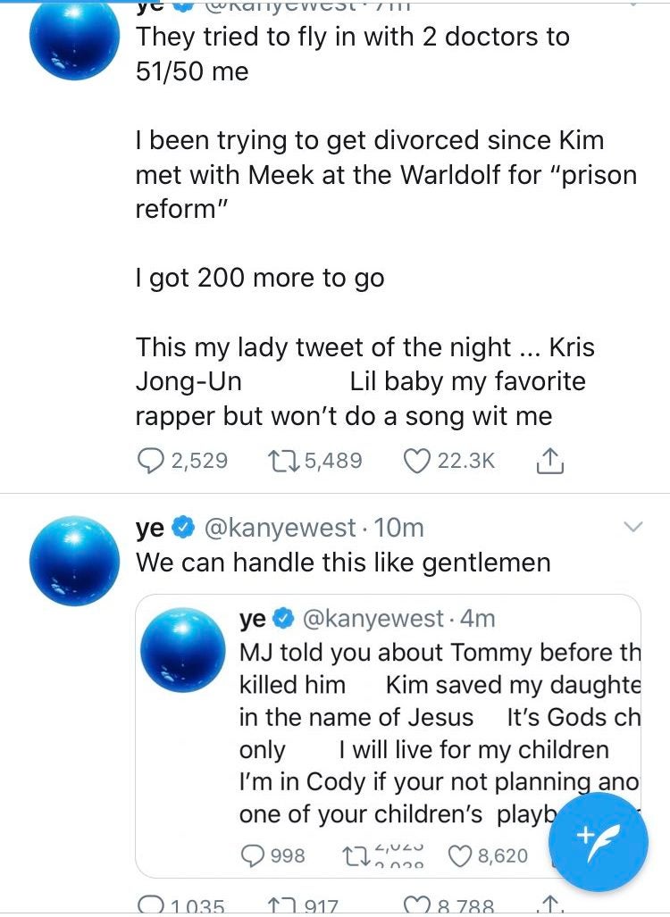 Kanye divorce tweets