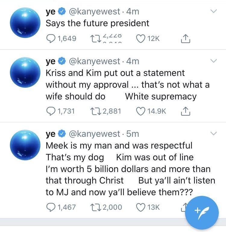Kanye divorce tweets 2