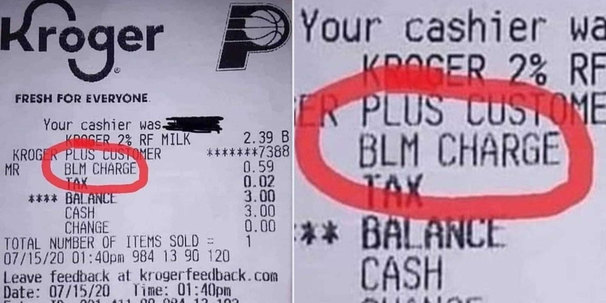 Kroger Receipt With Fake ‘BLM Charge’ on It Goes Viral
