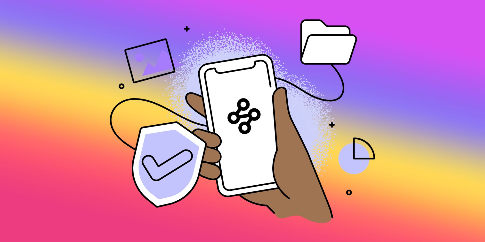 hand holding connected phone with mozilla vpn logo