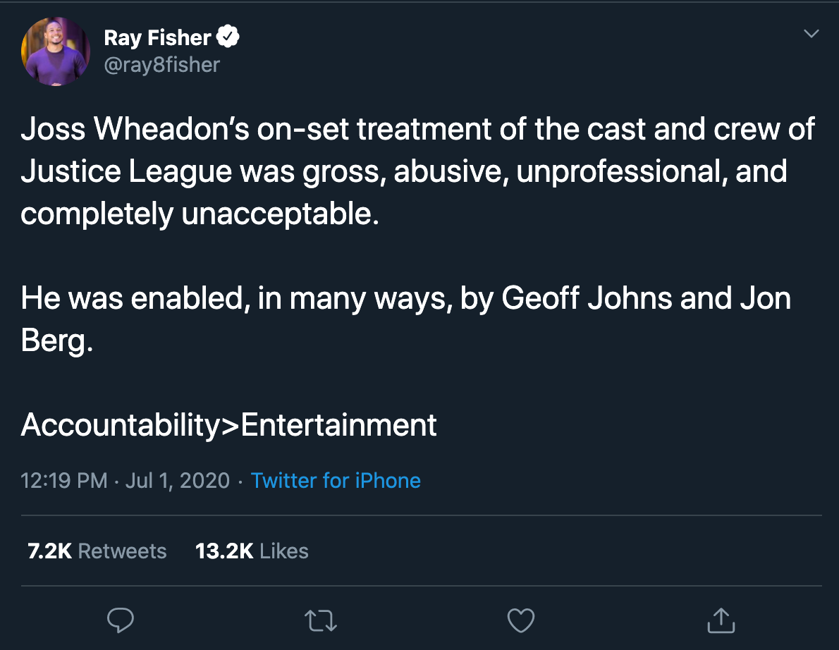 ray fisher joss whedon tweet