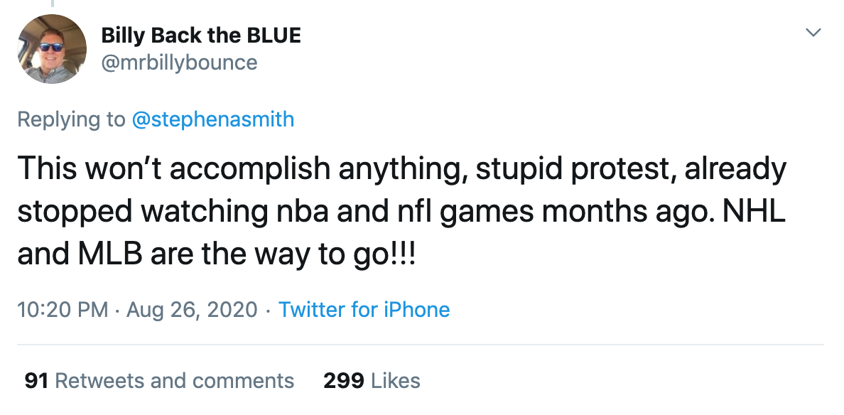 This won’t accomplish anything, stupid protest, already stopped watching nba and nfl games months ago. NHL and MLB are the way to go!!!