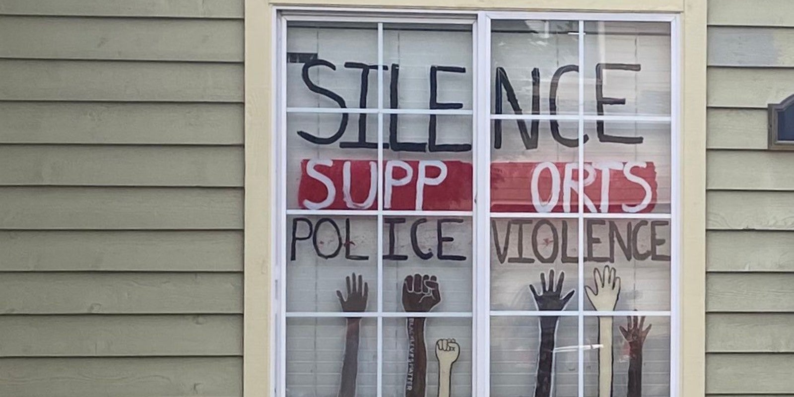 The window of a resident in Lake Oswego, Oregon