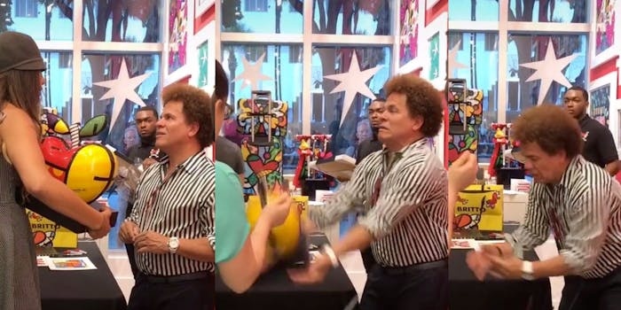 Video shows woman smashing Romero Britto's artwork in front of him