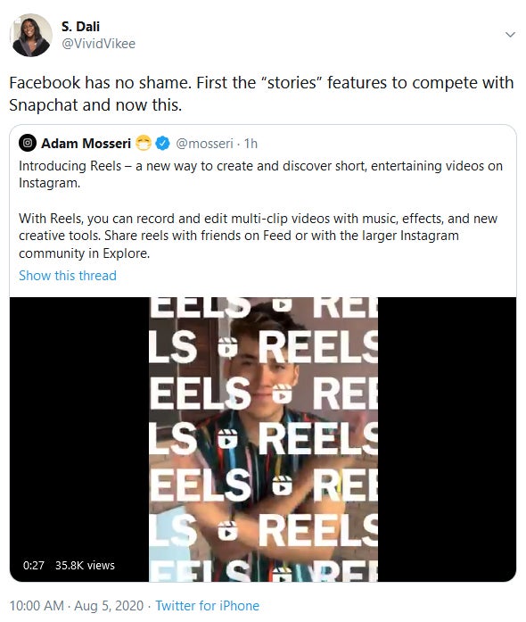 Facebook Instagram Reels TikTok