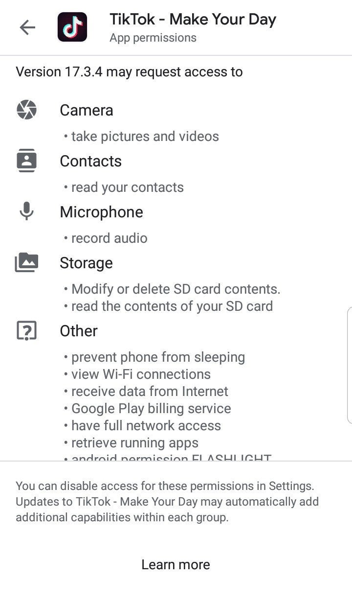 TikTok App Permissions