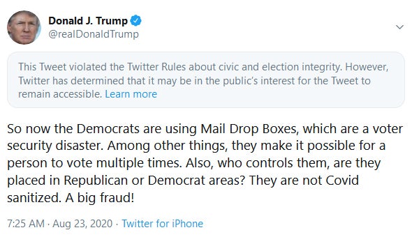 Trump tweet civic and election integrity