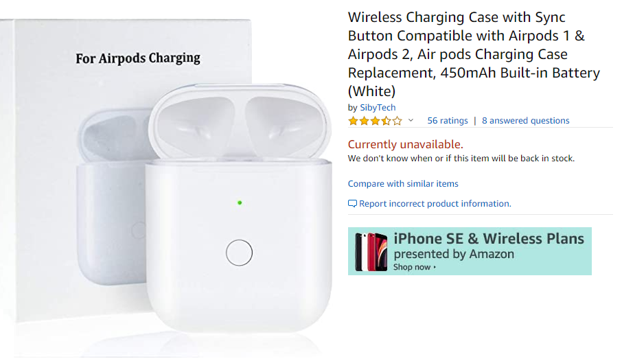 Apple+Wireless+Charging+Case+for+AirPods for sale online