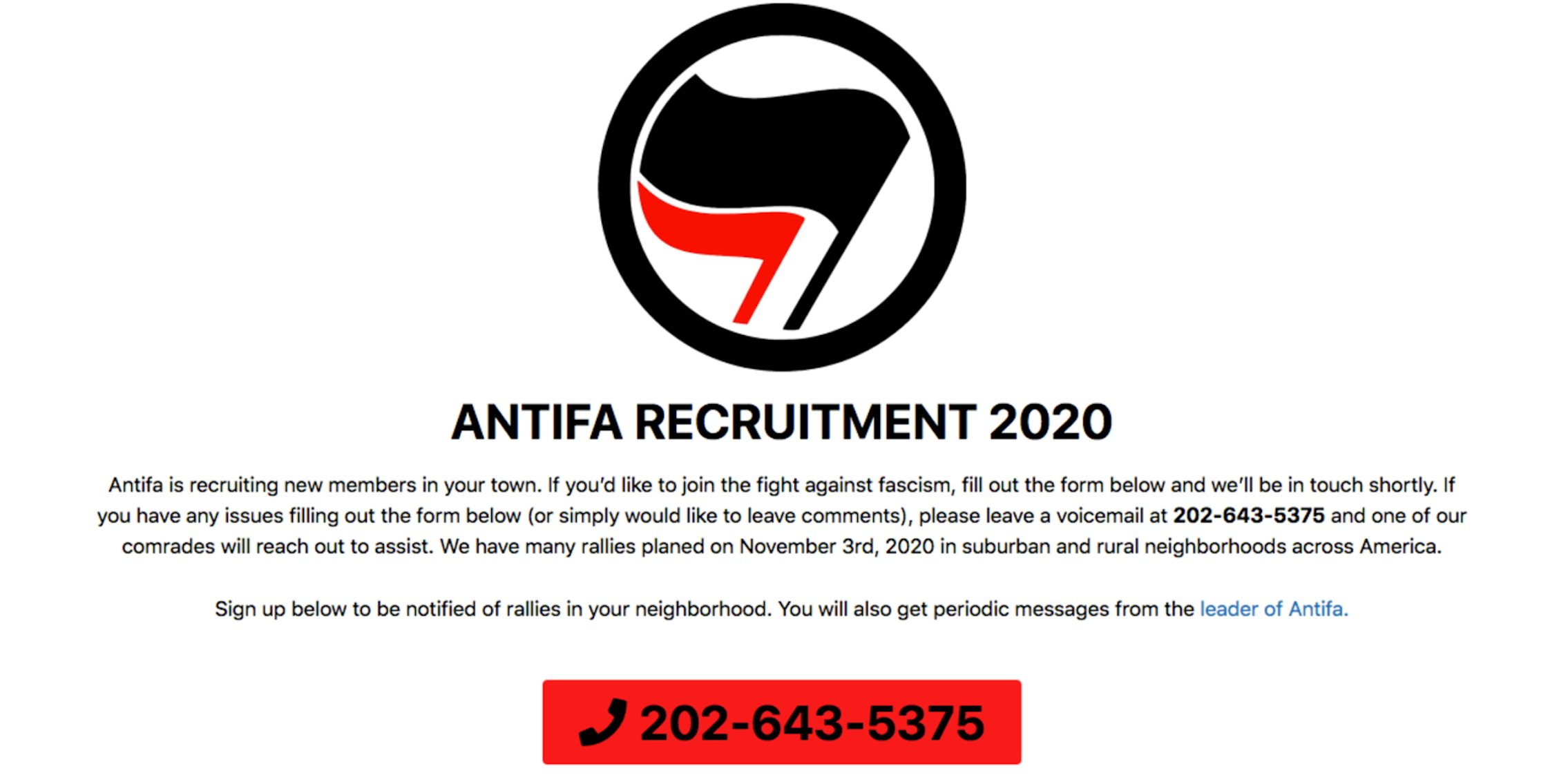 antifa recruitment site ben shapiro