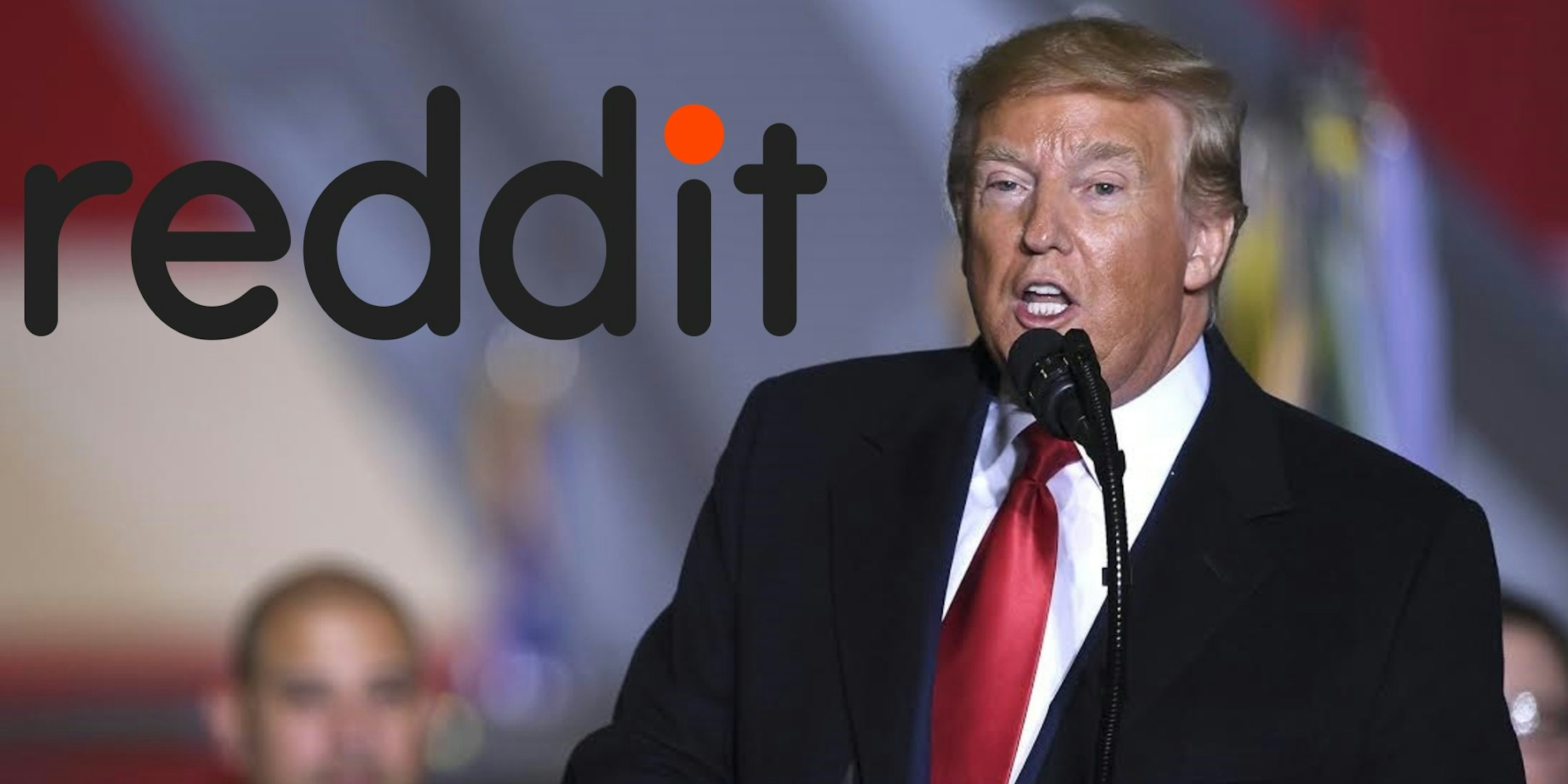 President Donald Trump next to the Reddit logo