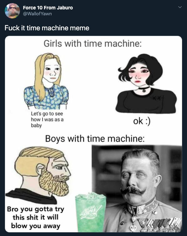 time machine meme baja blast