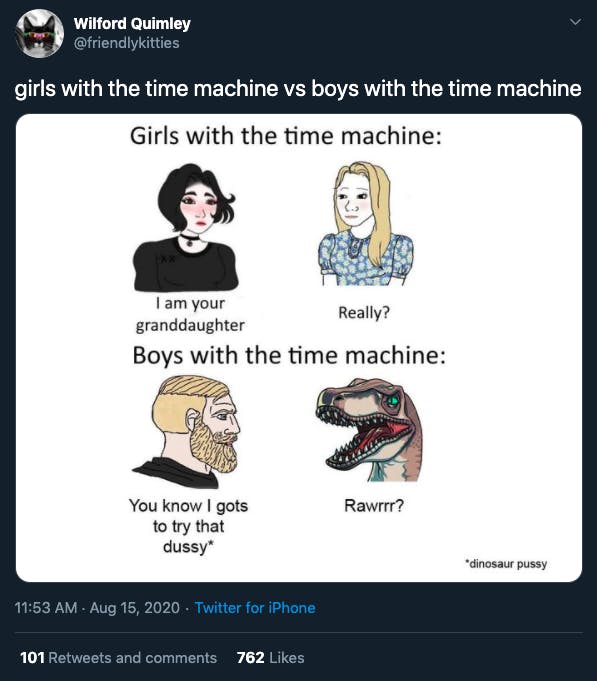 time machine meme dinosaur