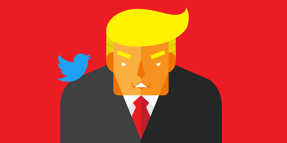 donald trump with twitter bird on shoulder