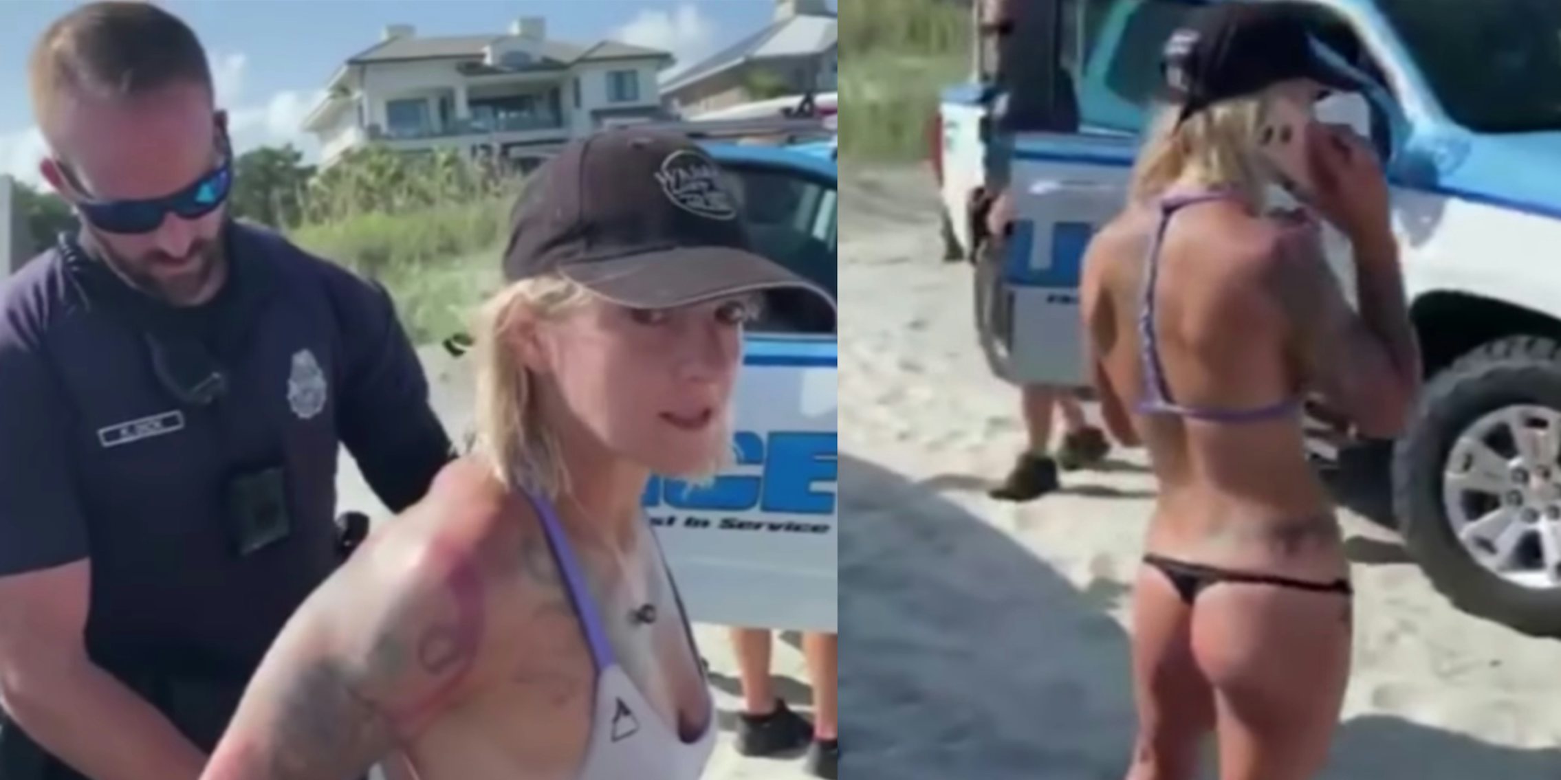 police detain woman for wearing thong bikini on beach