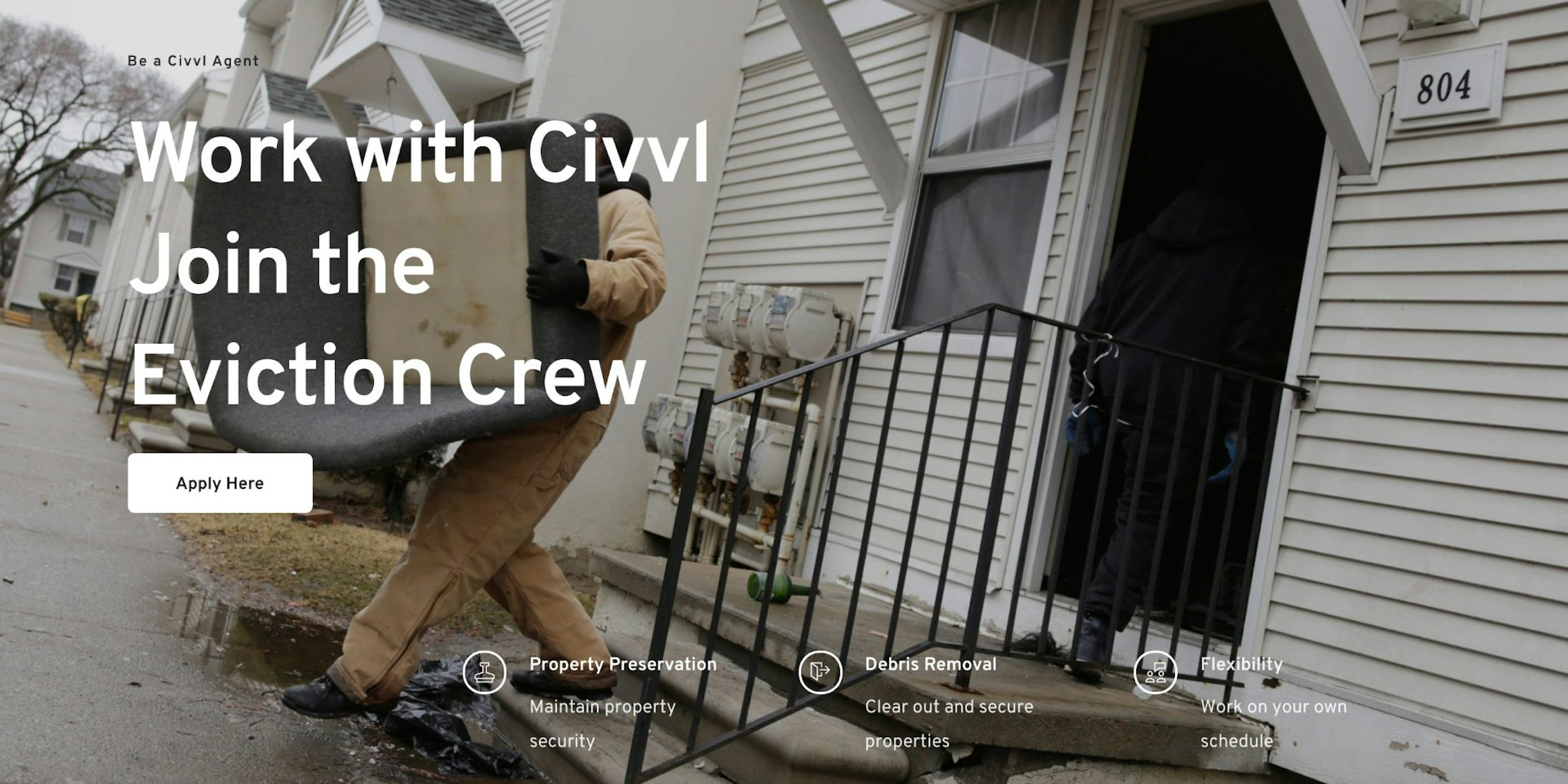Civvl website advertises eviction gig