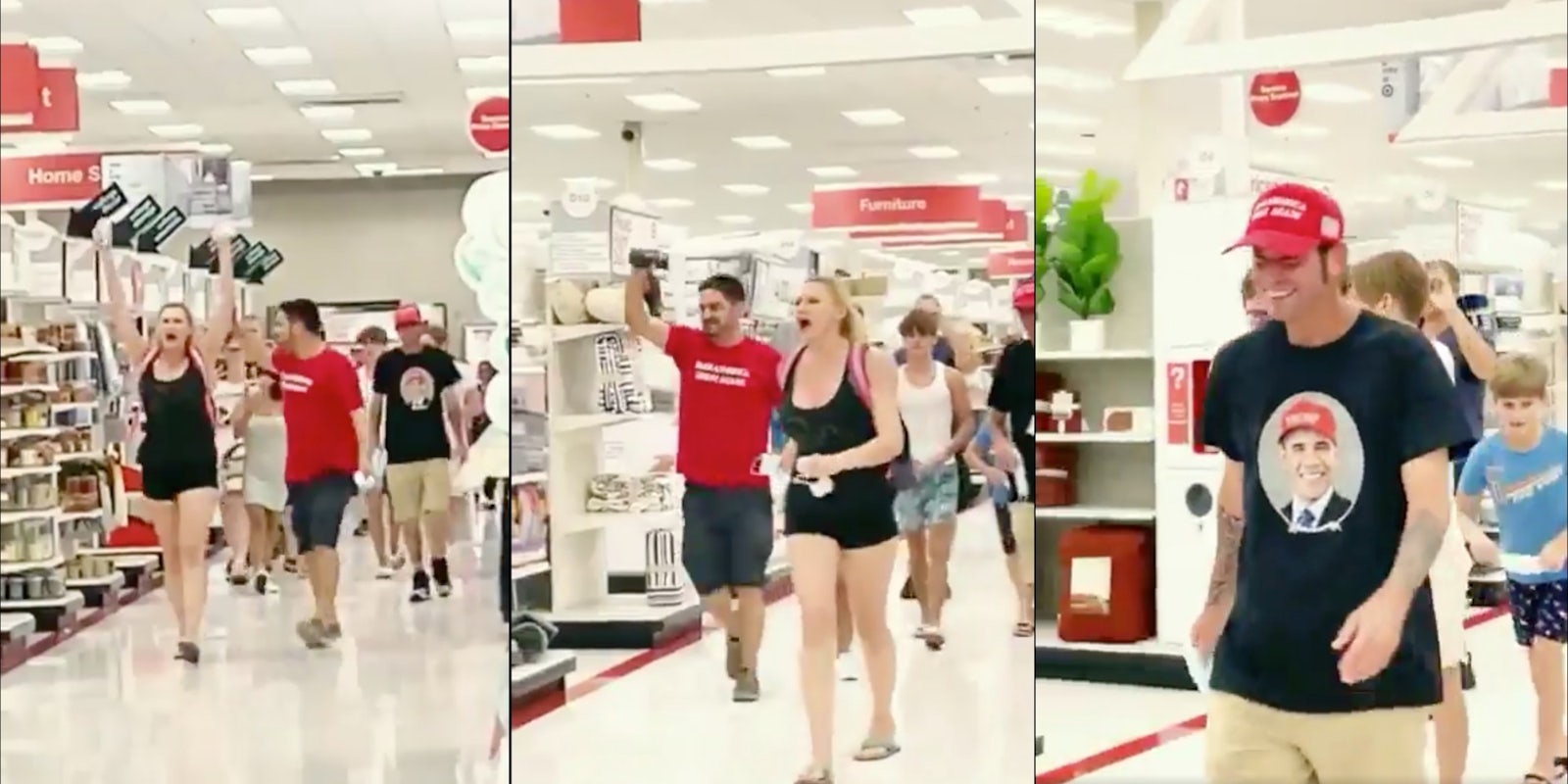 A video of about 7 protestors parading Target telling customers to take their masks off.