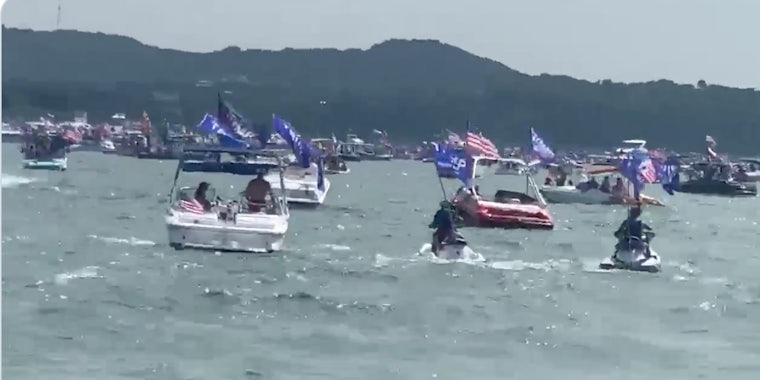 pro-Trump boaters on a lake in Texas