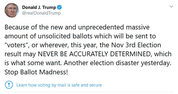 Trump Mail Voting Tweet Accurately Determined