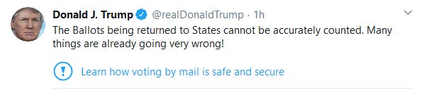 Trump twitter mail in ballots learn how voting by mail is safe and secure label