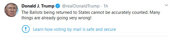 Trump twitter mail in ballots learn how voting by mail is safe and secure label