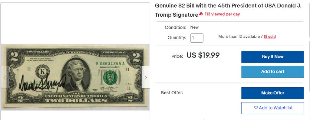 Nobody S Buying Trump S 10 000 Autographs On Ebay Rokzfast